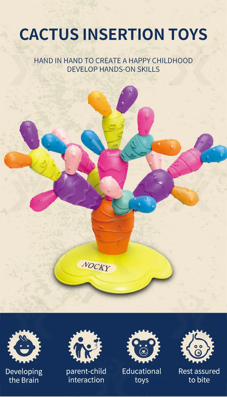 Montessori Cactus Toy, Stacking and Balancing Play (TB-4057734) — illustrated product details, panel 1