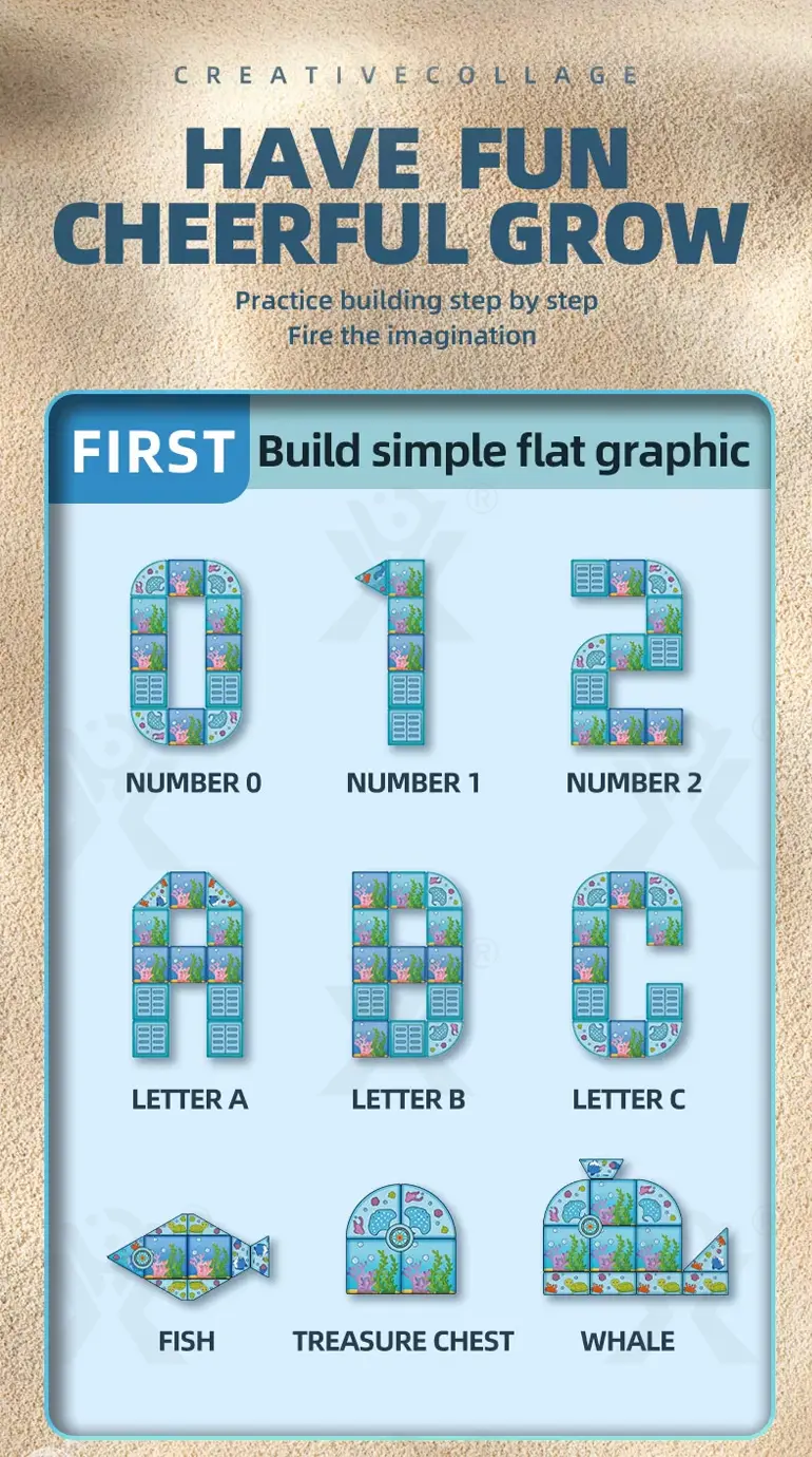Colorful Ocean Series Magnetic Tile Set (TB-4481008) — illustrated product details, panel 3