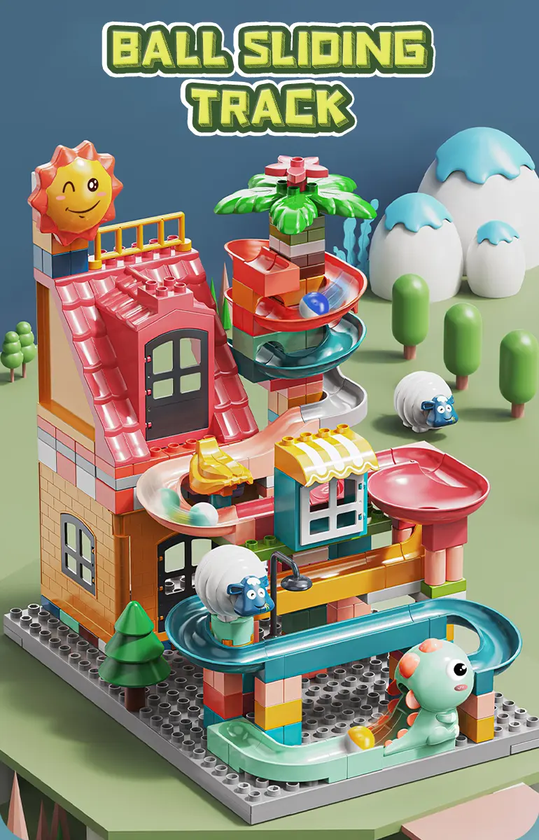 Cottage Track Toy, 230 Pieces, Dinosaur Farm Theme (TB-2228314) — illustrated product details, panel 1