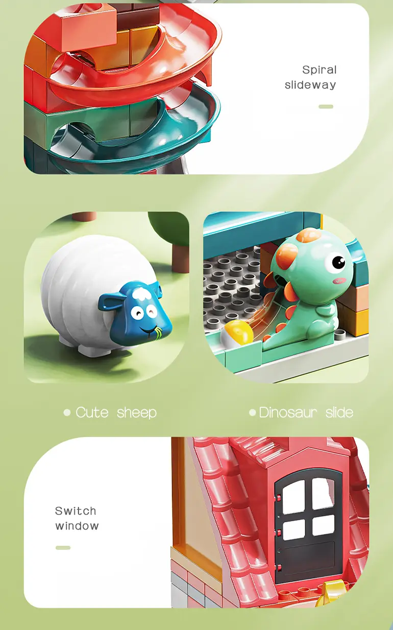 Cottage Track Toy, 230 Pieces, Dinosaur Farm Theme (TB-2228314) — illustrated product details, panel 2