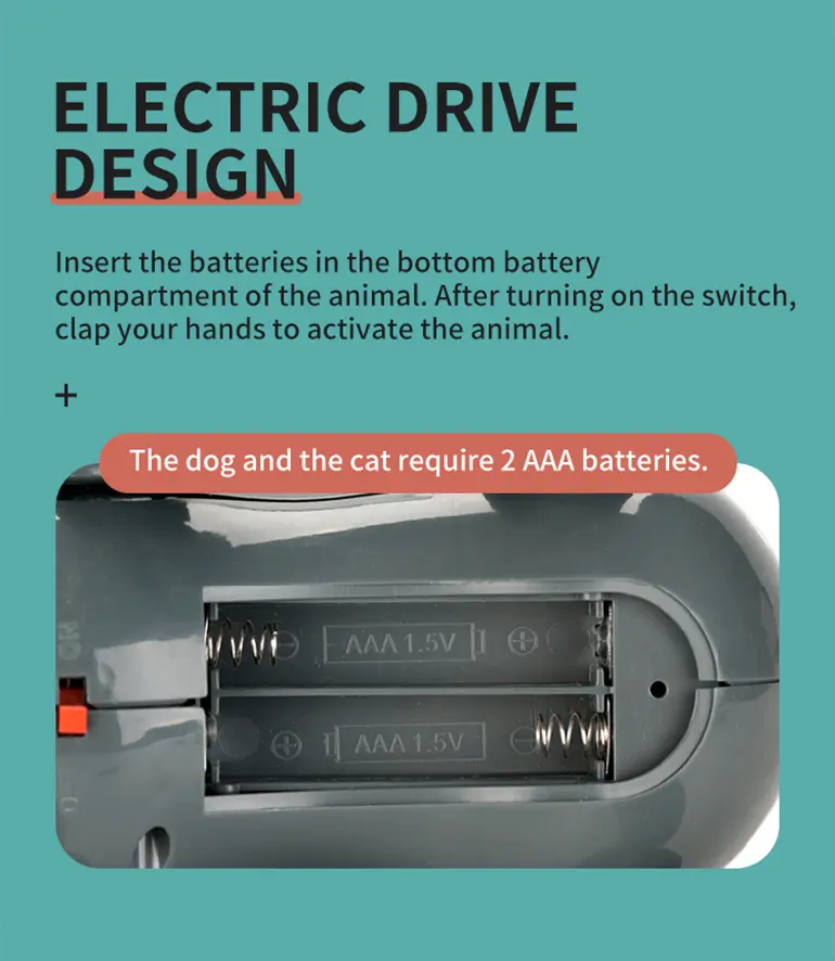 Electric Mechanical Cat Toy with Clap Induction (TB-2015514) — illustrated product details, panel 3