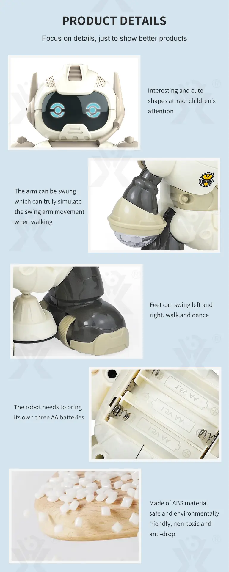 Electric Rotary Dancing Robot Toy (TB-1269289) — illustrated product details, panel 5