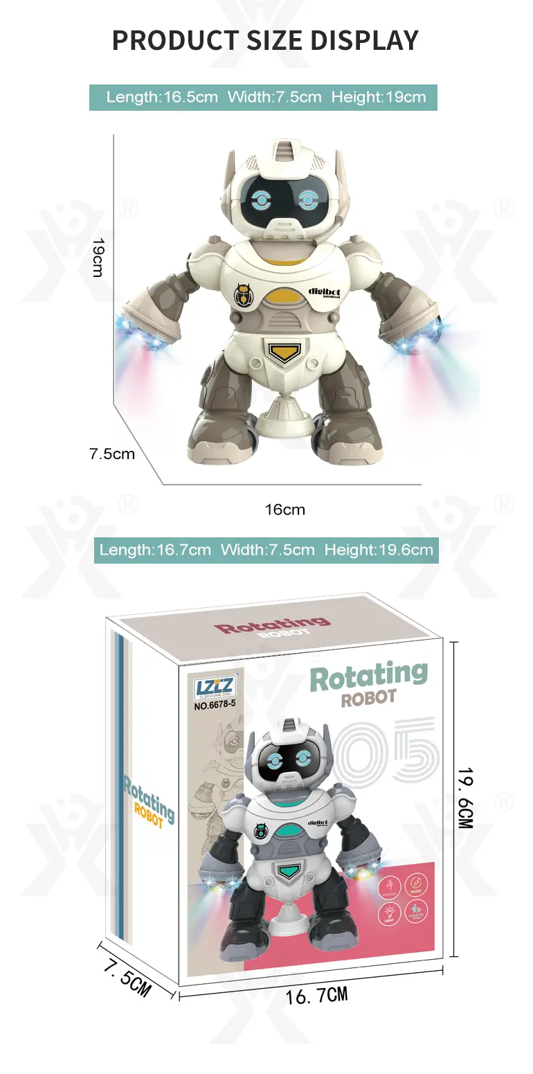 Electric Rotary Dancing Robot Toy (TB-1269289) — illustrated product details, panel 7