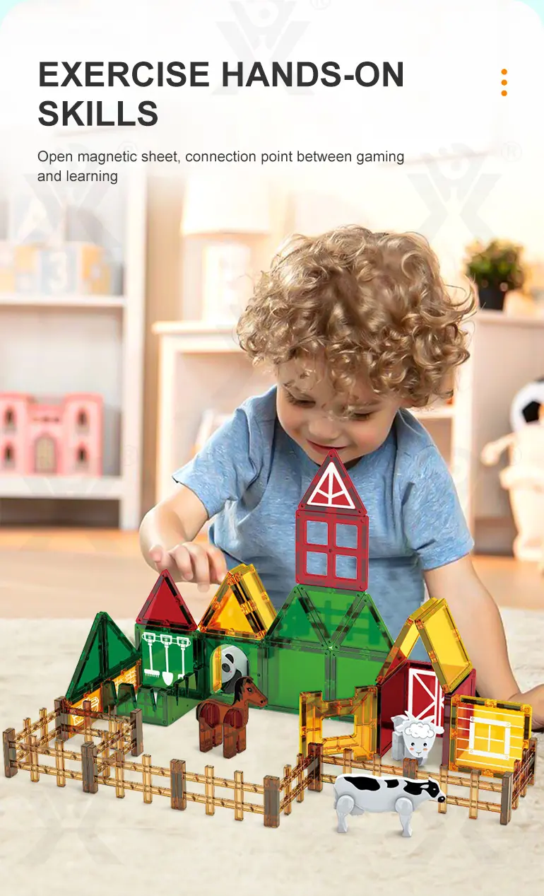 Farm-Themed Magnetic Tiles Toy, Animals-diy Building Blocks (TB-4306635) — illustrated product details, panel 3