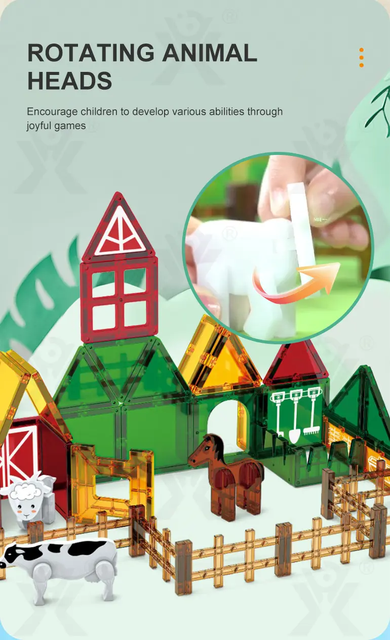 Farm-Themed Magnetic Tiles Toy, Animals-diy Building Blocks (TB-4306635) — illustrated product details, panel 4