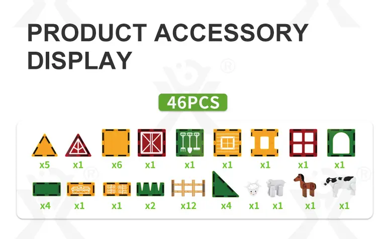 Farm-Themed Magnetic Tiles Toy, Animals-diy Building Blocks (TB-4306635) — illustrated product details, panel 7