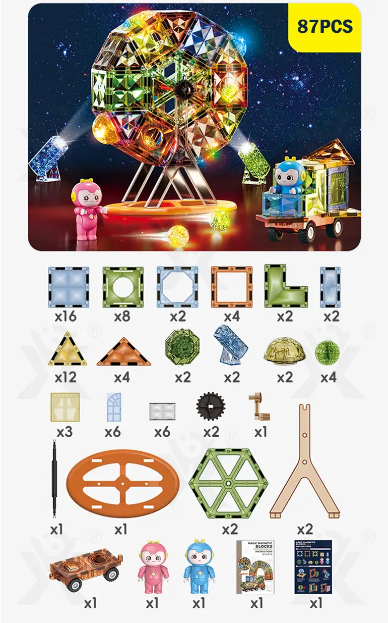 Jade-Style Magnetic Building Blocks, 87 Pieces, Lightweight (TB-4541429) — illustrated product details, panel 10