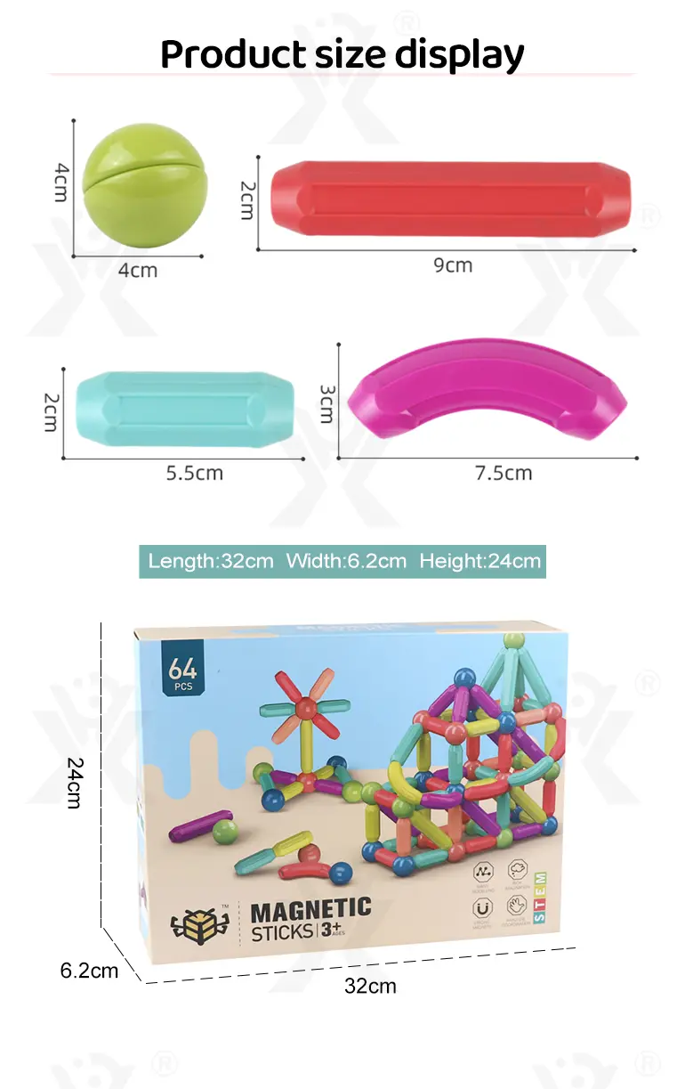 Magnetic Bar Toy with Balls (TB-4136886) — illustrated product details, panel 14