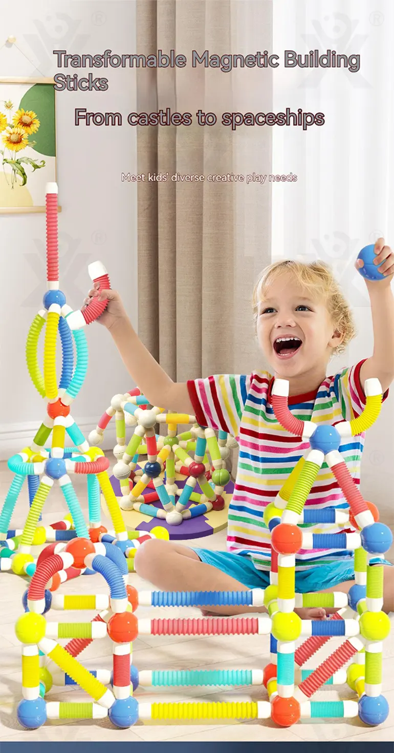 Retractable Magnetic Stick Building Toy Set (TB-5049514) — illustrated product details, panel 1