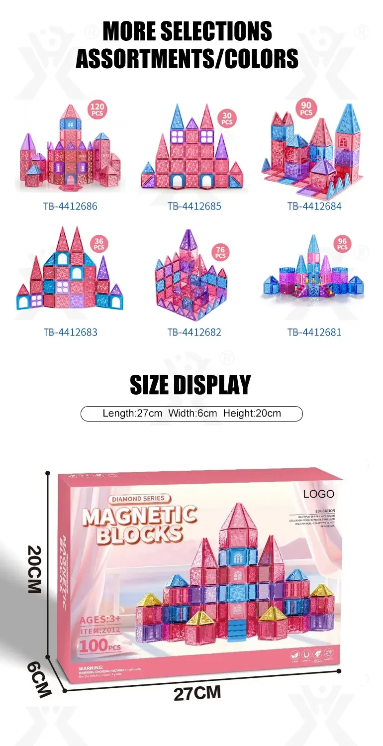 Pink Magnetic Tiles Set 3D Blocks-diy building blocks (TB-4412687) — illustrated product details, panel 8