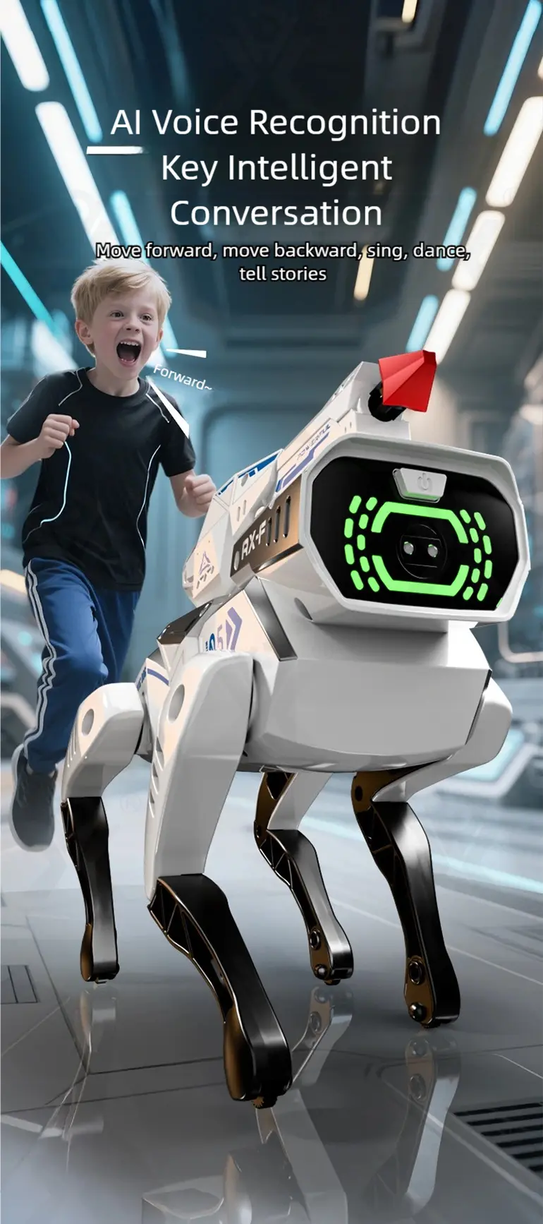 AI Bionic Mechanical Dog Toy with Voice & Dance (TB-5081484) — illustrated product details, panel 3