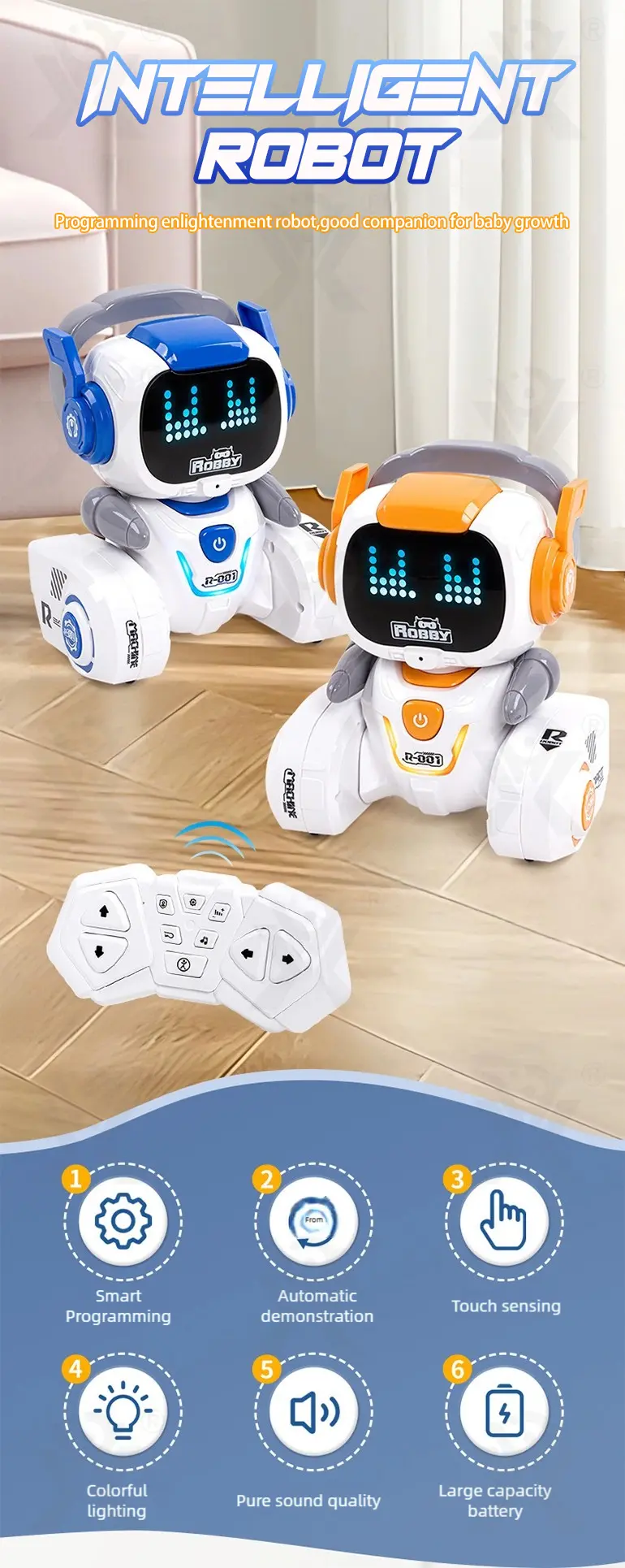 Cute Intelligent Robot at Factory Price (TB-4501534) — illustrated product details, panel 1