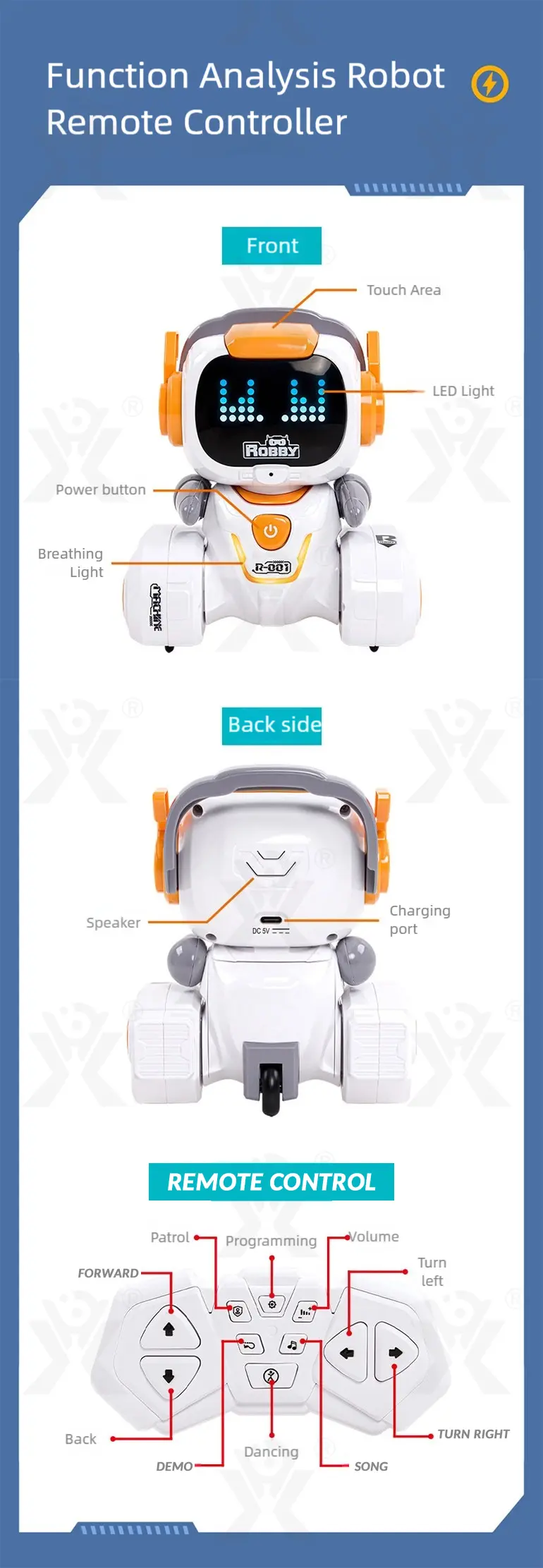 Cute Intelligent Robot at Factory Price (TB-4501534) — illustrated product details, panel 8