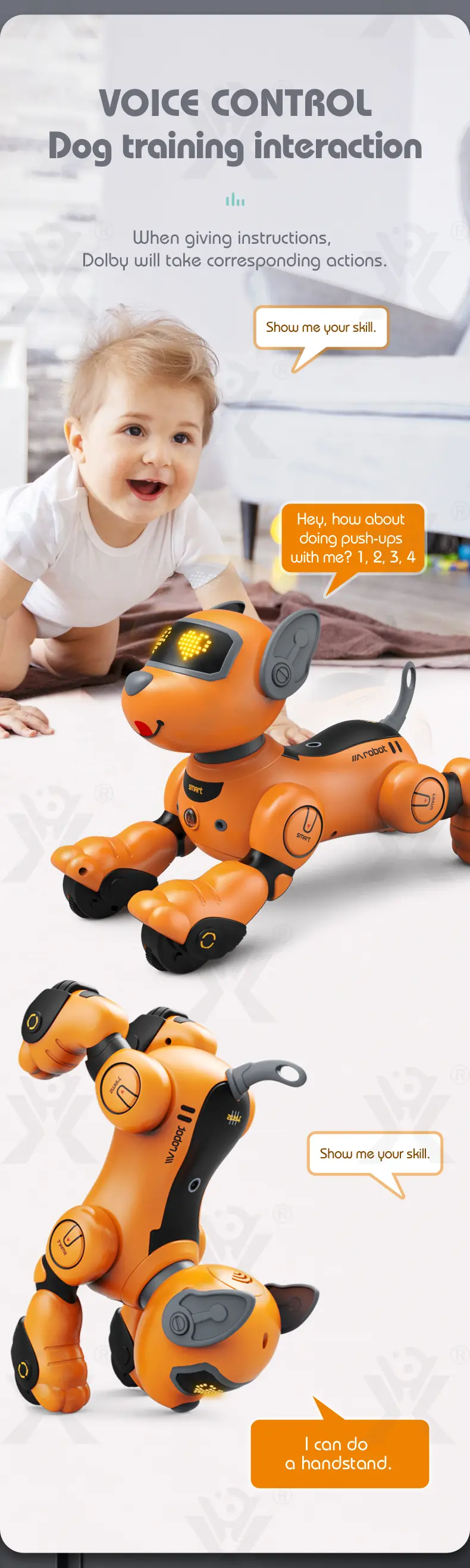 Voice-Controlled Robot Dog Toy with Smart Follow, RC (TB-4162529) — illustrated product details, panel 3
