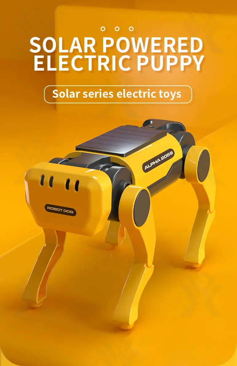 Solar-Powered Robotic Dog Toy, Electric Mechanical Pet Robot (TB-2188019) — illustrated product details, panel 1