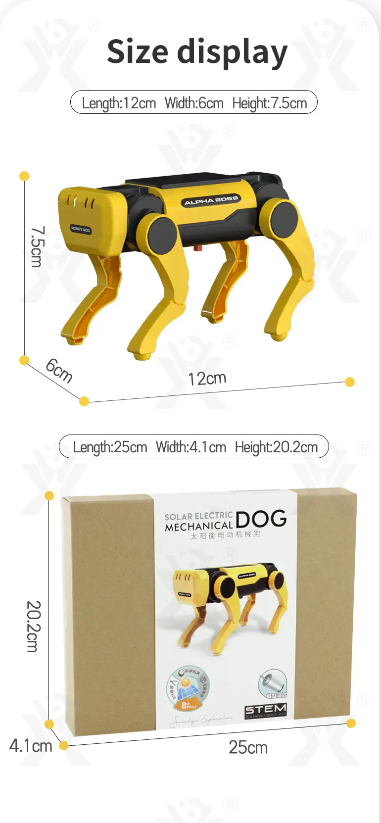Solar-Powered Robotic Dog Toy, Electric Mechanical Pet Robot (TB-2188019) — illustrated product details, panel 9