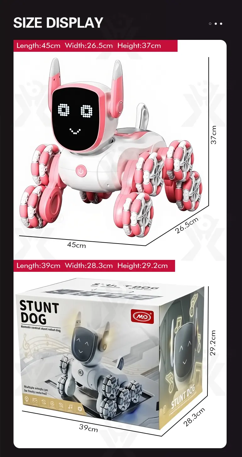 8-Wheeled Robot Dog with Voice & Stunt Features (TB-5058680) — illustrated product details, panel 14