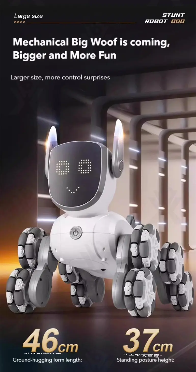 8-Wheeled Robot Dog with Voice & Stunt Features (TB-5058680) — illustrated product details, panel 3