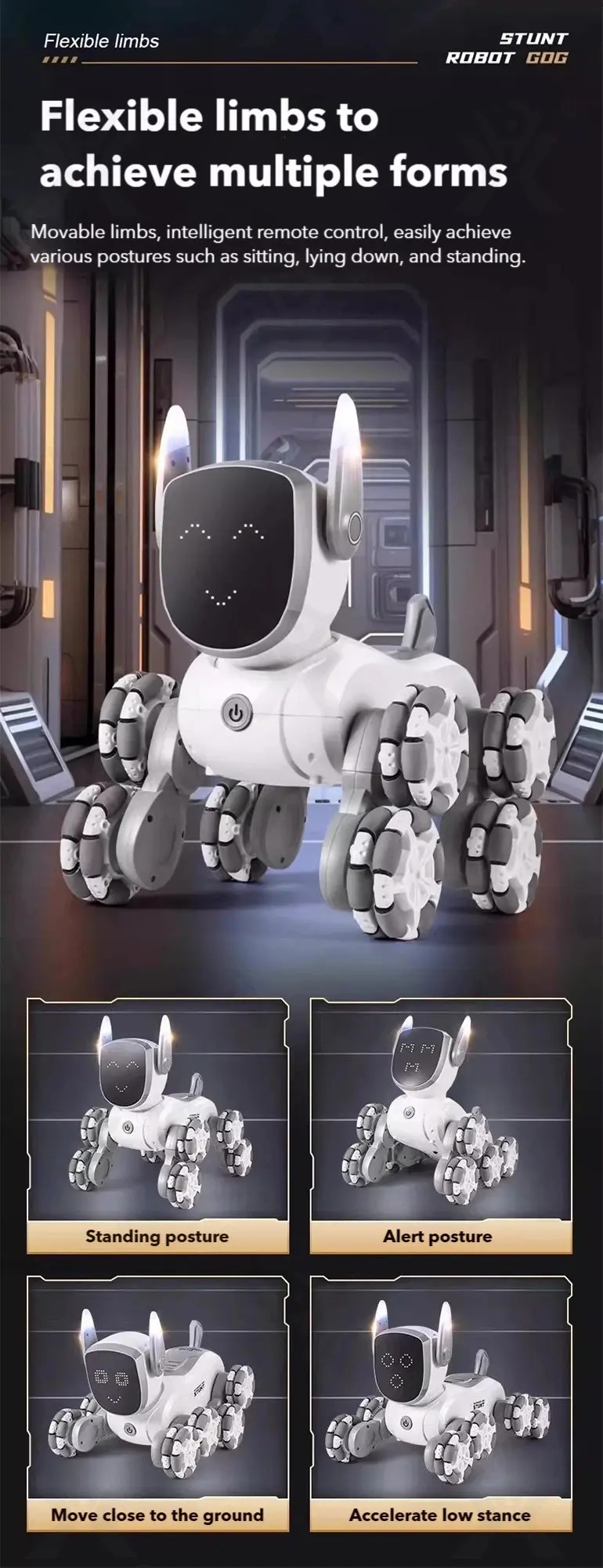 8-Wheeled Robot Dog with Voice & Stunt Features (TB-5058680) — illustrated product details, panel 4