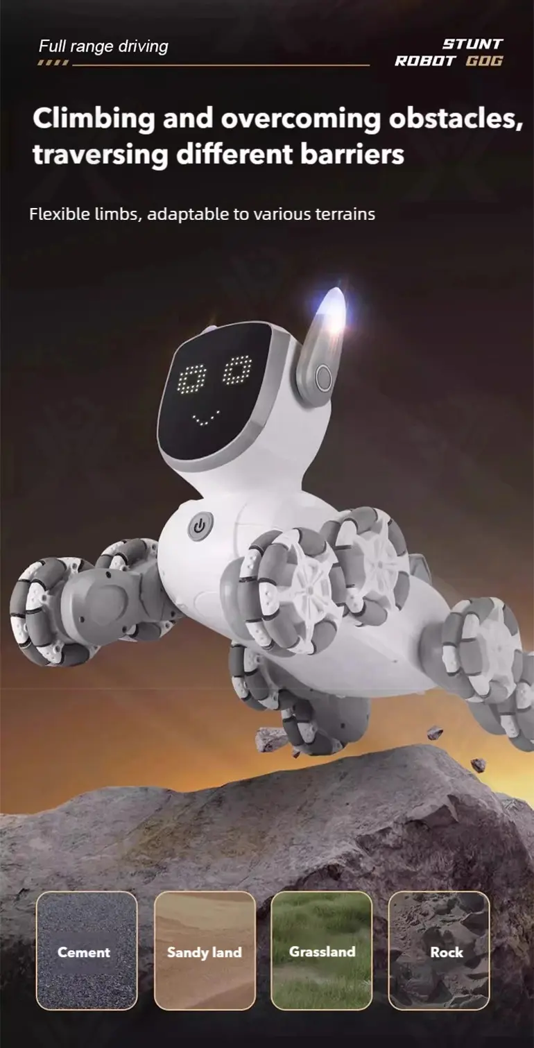 8-Wheeled Robot Dog with Voice & Stunt Features (TB-5058680) — illustrated product details, panel 6