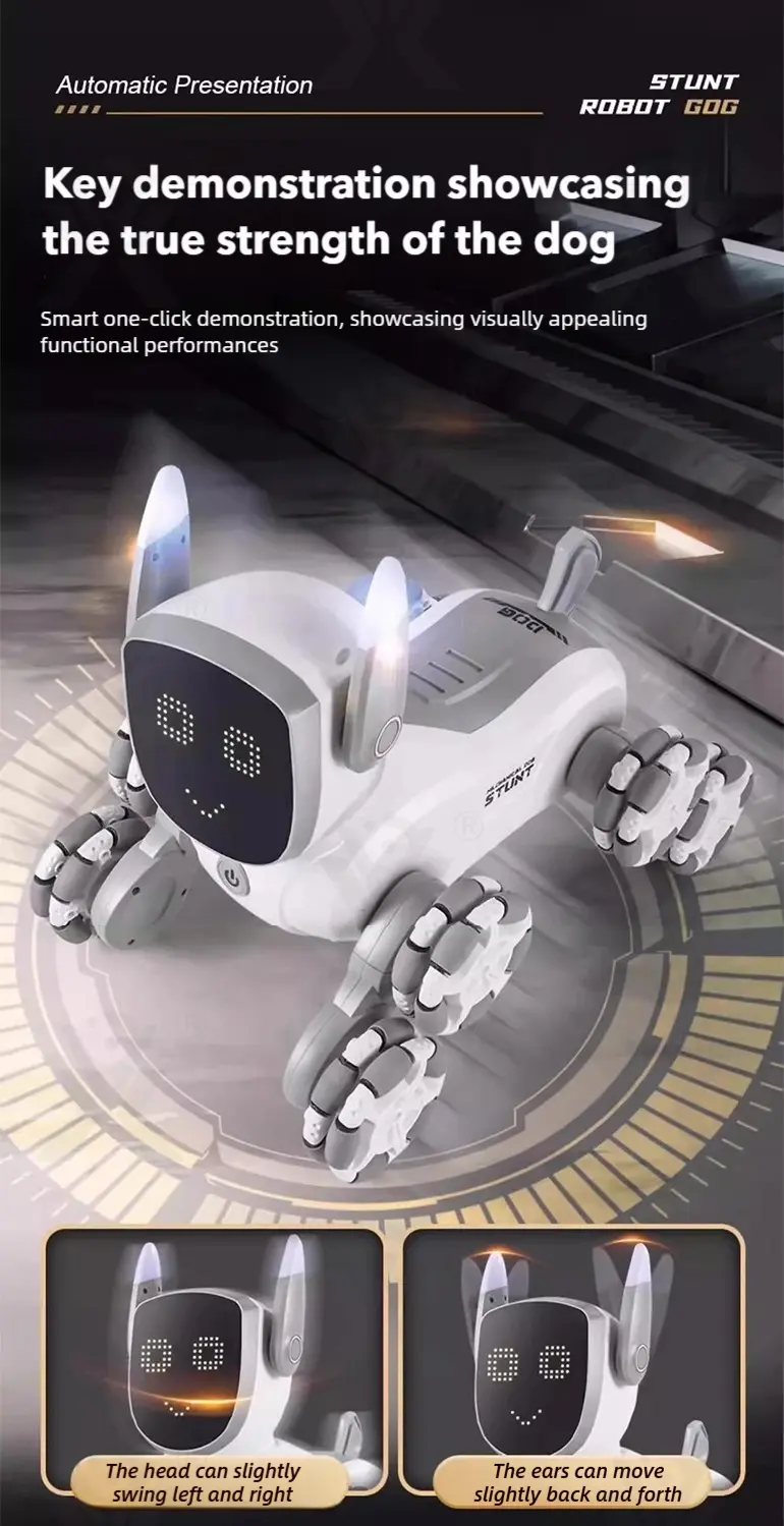 8-Wheeled Robot Dog with Voice & Stunt Features (TB-5058680) — illustrated product details, panel 8