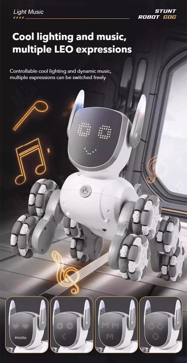 8-Wheeled Robot Dog with Voice & Stunt Features (TB-5058680) — illustrated product details, panel 9