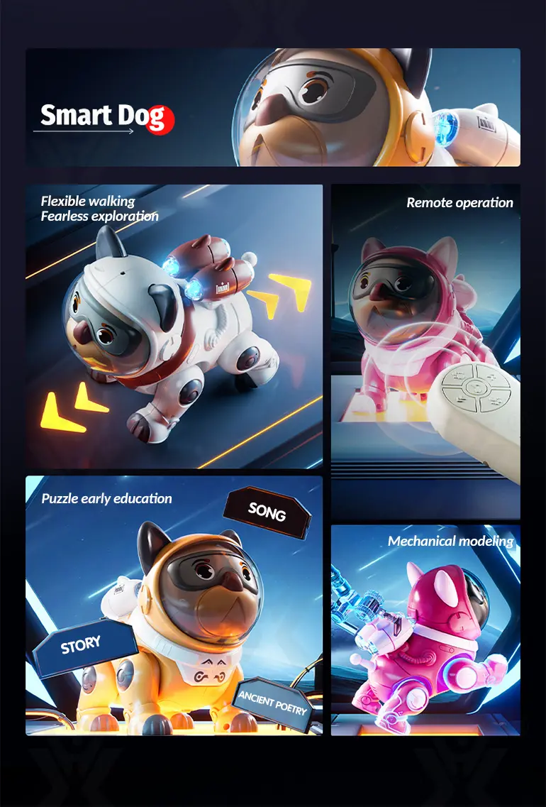 Cute Mechanical Dog Toy with Remote & Lights (TB-4400999) — illustrated product details, panel 2