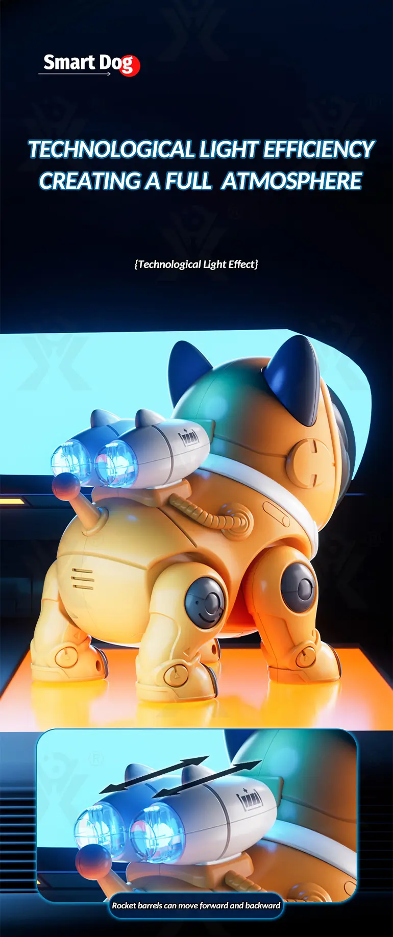Cute Mechanical Dog Toy with Remote & Lights (TB-4400999) — illustrated product details, panel 4