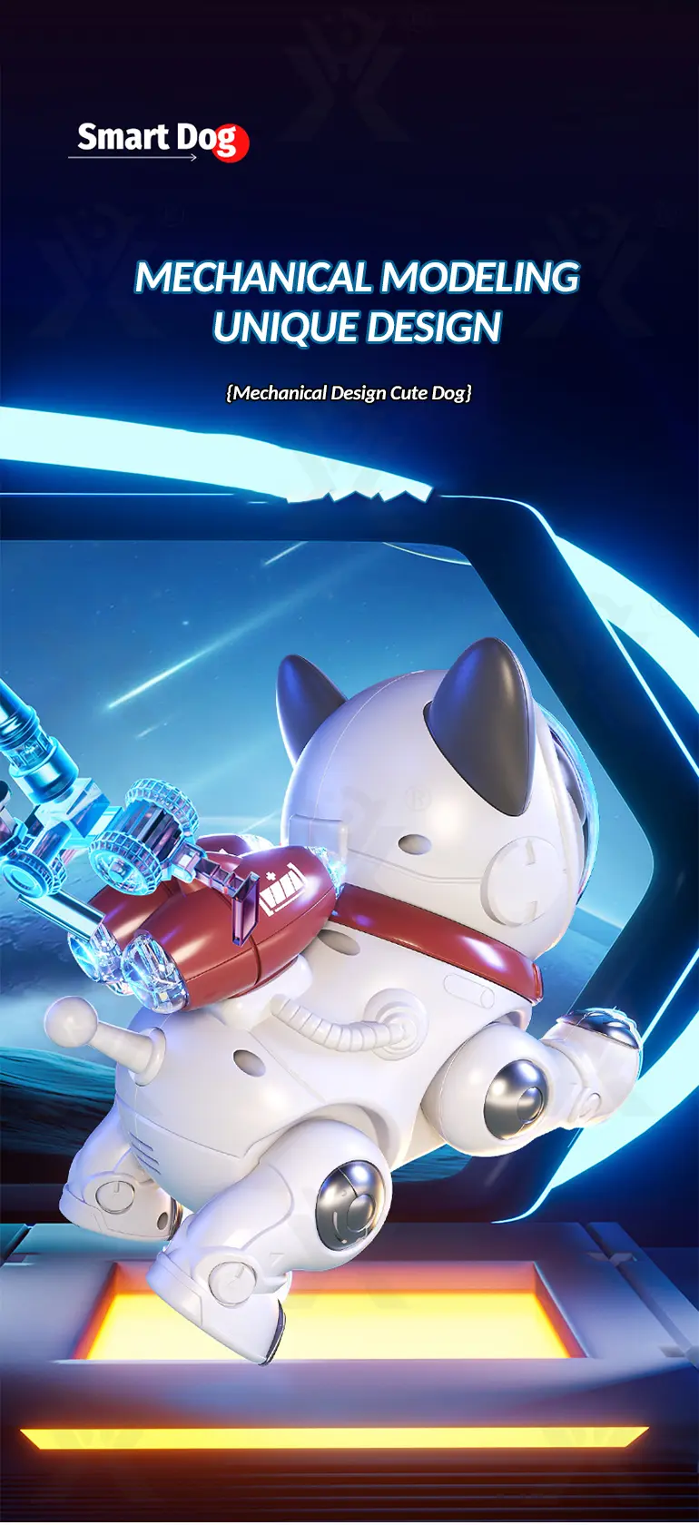 Cute Mechanical Dog Toy with Remote & Lights (TB-4400999) — illustrated product details, panel 7
