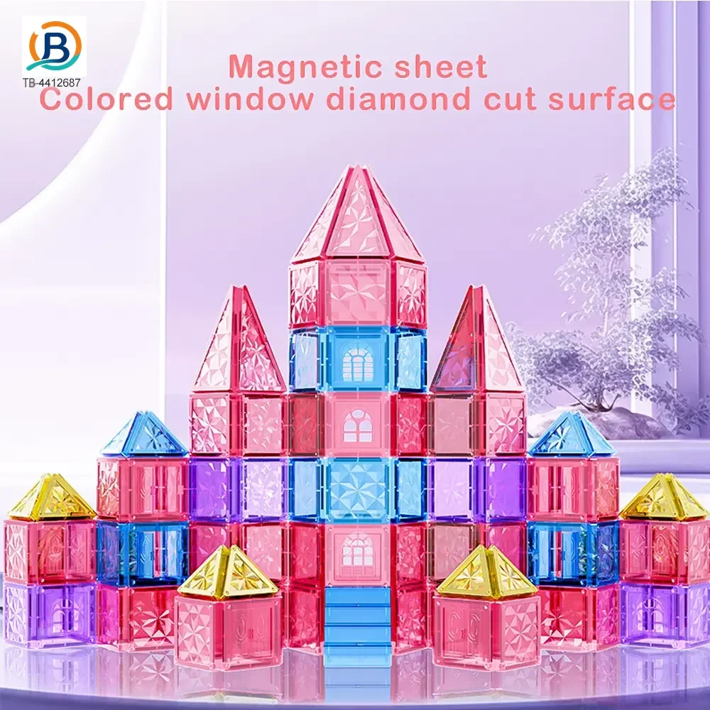Pink Magnetic Tiles Set 3D Blocks-diy building blocks (TB-4412687) — product photograph 3