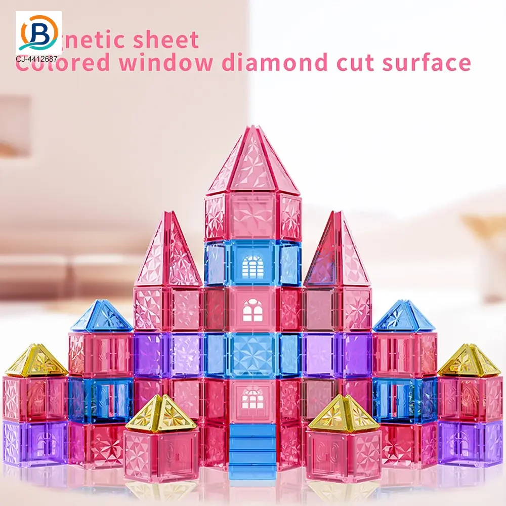 Pink Magnetic Tiles Set 3D Blocks-diy building blocks (TB-4412687) — product photograph 4