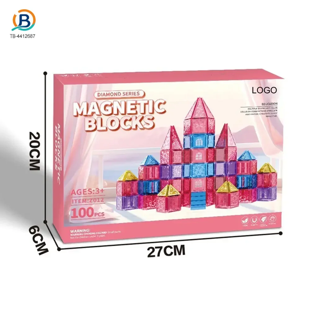 Pink Magnetic Tiles Set 3D Blocks-diy building blocks (TB-4412687) — product photograph 7