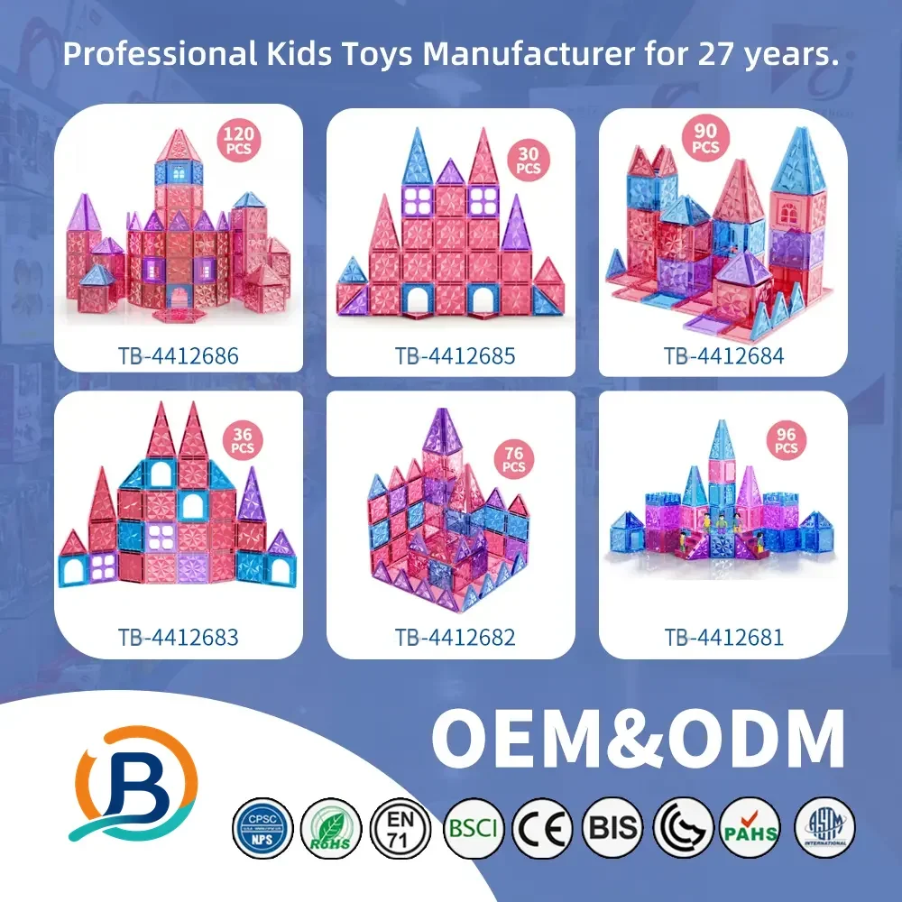 Pink Magnetic Tiles Set 3D Blocks-diy building blocks (TB-4412687) — product photograph 8