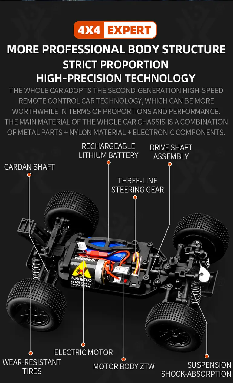 Off-Road Racing Car Toy With Servo Steering, 1:18 Scale, 4WD (TB-2211830) — illustrated product details, panel 11