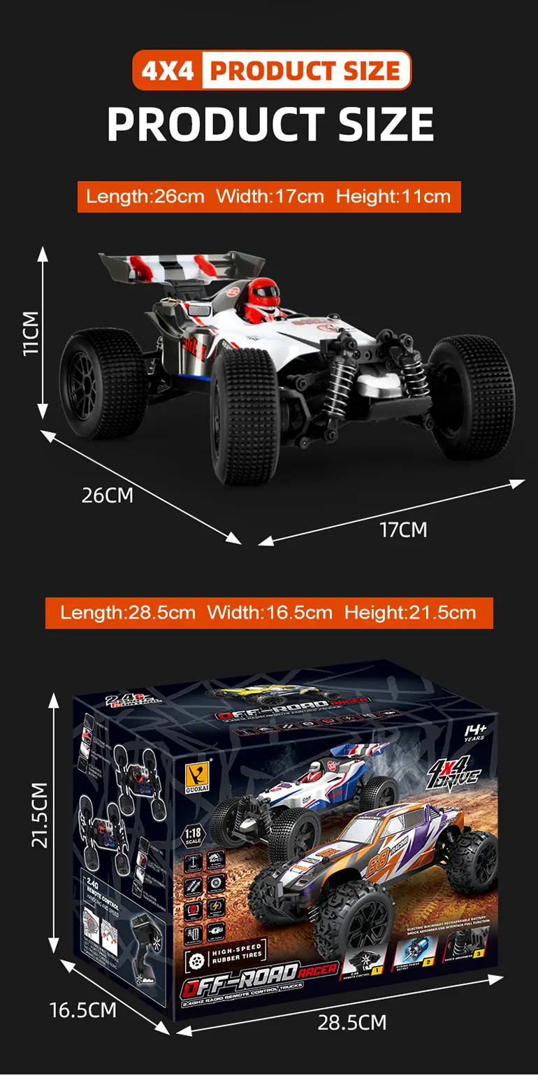Off-Road Racing Car Toy With Servo Steering, 1:18 Scale, 4WD (TB-2211830) — illustrated product details, panel 15