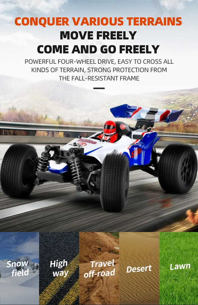 Off-Road Racing Car Toy With Servo Steering, 1:18 Scale, 4WD (TB-2211830) — illustrated product details, panel 3
