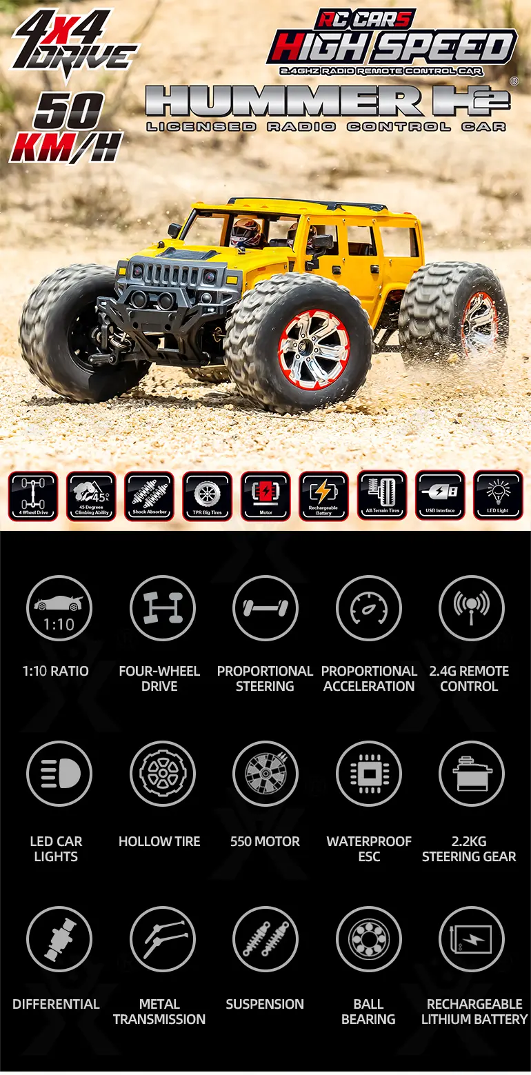 1:10 Scale RC Monster Truck (TB-4024313) — illustrated product details, panel 1