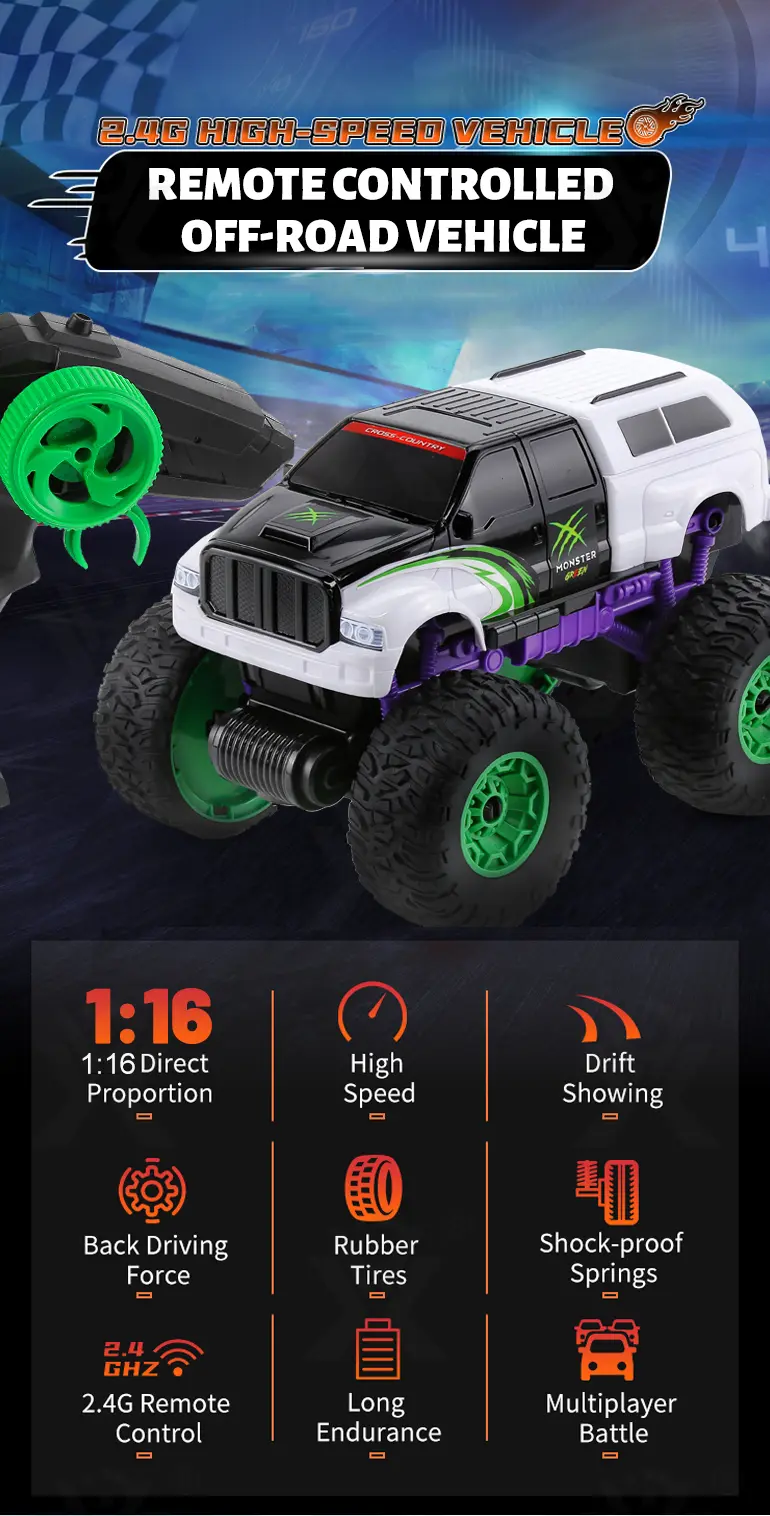 1: 16 2.4GHz Large Wheel RC Off-Road Toy (TB-4219100) — illustrated product details, panel 1