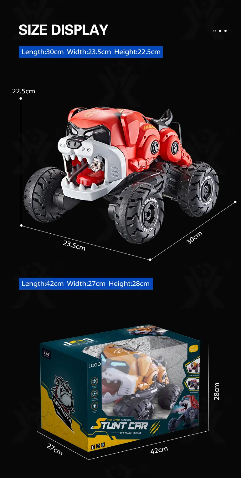 RC Stunt Car Toy With Fierce Dog Shape (TB-4215624) — illustrated product details, panel 10