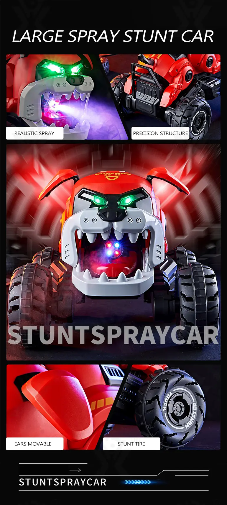 RC Stunt Car Toy With Fierce Dog Shape (TB-4215624) — illustrated product details, panel 2