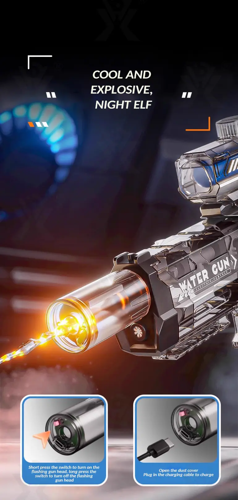 Electric Water Gun Toy (TB-4916752) — illustrated product details, panel 3