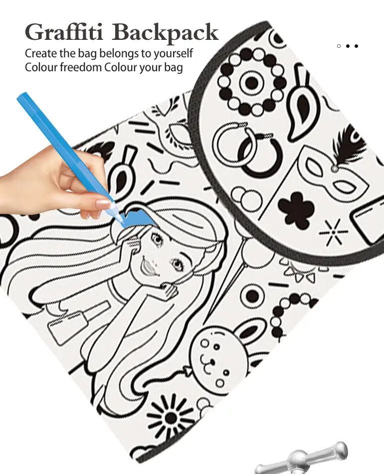 Barbie Backpack to Color, with Coloring Pens (TB-2169598) — illustrated product details, panel 2