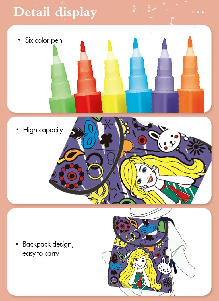 Barbie Backpack to Color, with Coloring Pens (TB-2169598) — illustrated product details, panel 4