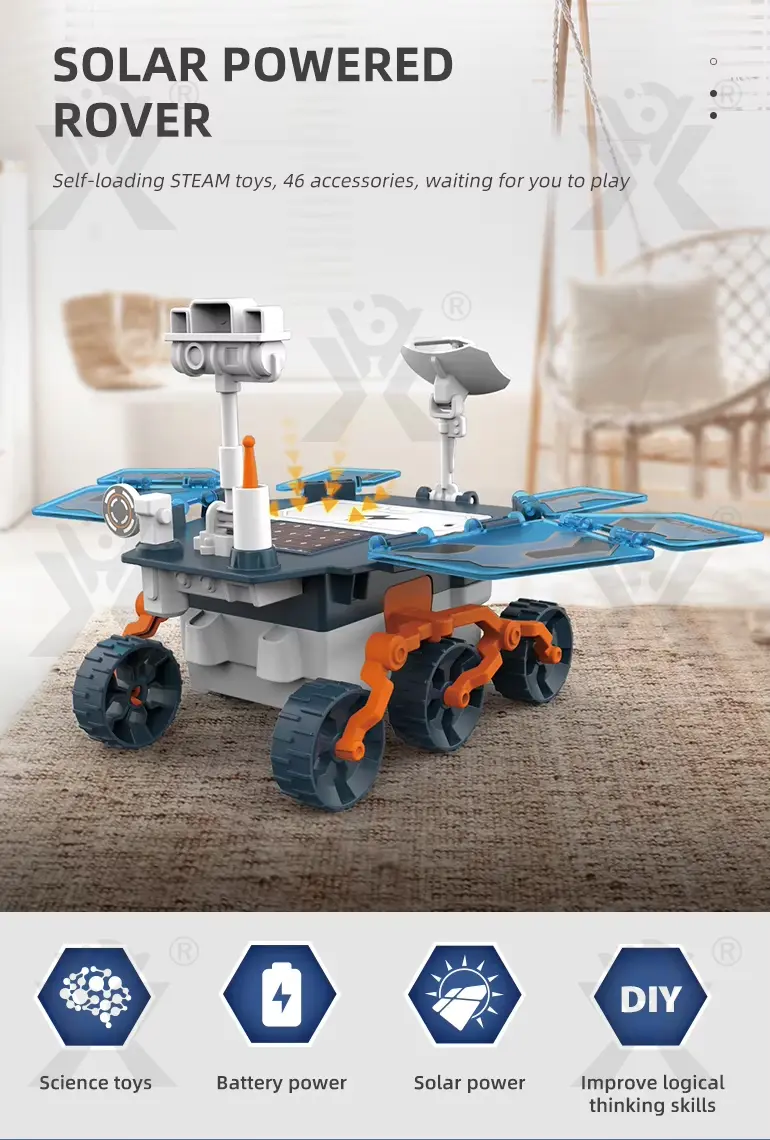 Solar-Powered, Battery-Powered Mars Rover Toys (TB-4313129) — illustrated product details, panel 1