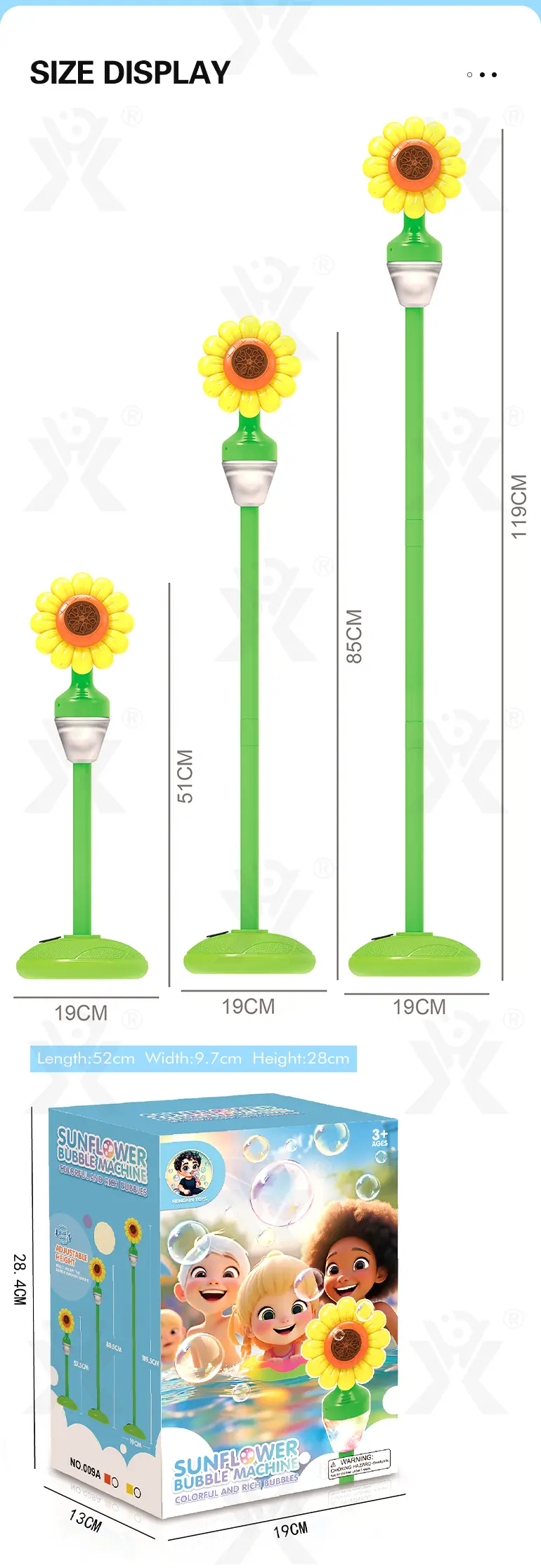 Sunflower Bubble Machine Toy (TB-5067151) — illustrated product details, panel 11
