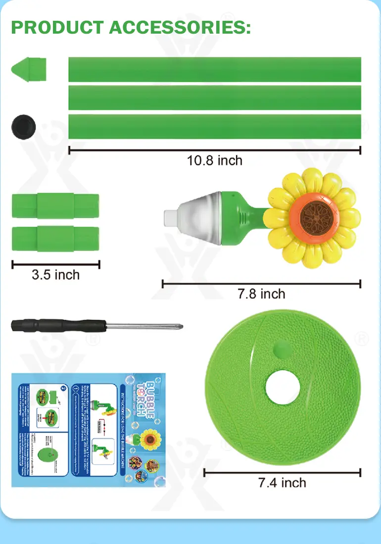 Sunflower Bubble Machine Toy (TB-5067151) — illustrated product details, panel 9