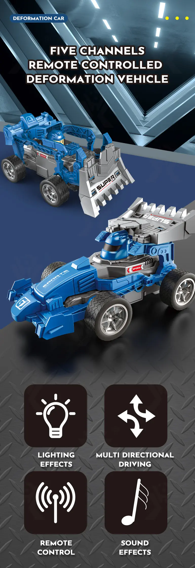 RC Deformation Car Toy, Racing and Engineering (TB-4077413) — illustrated product details, panel 1