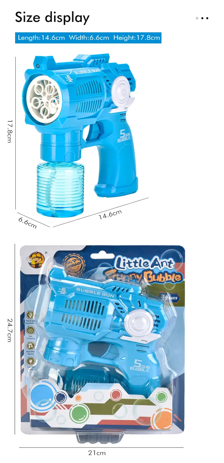 Electric Bubble Gun Toy with Fan (TB-2136126) — illustrated product details, panel 7