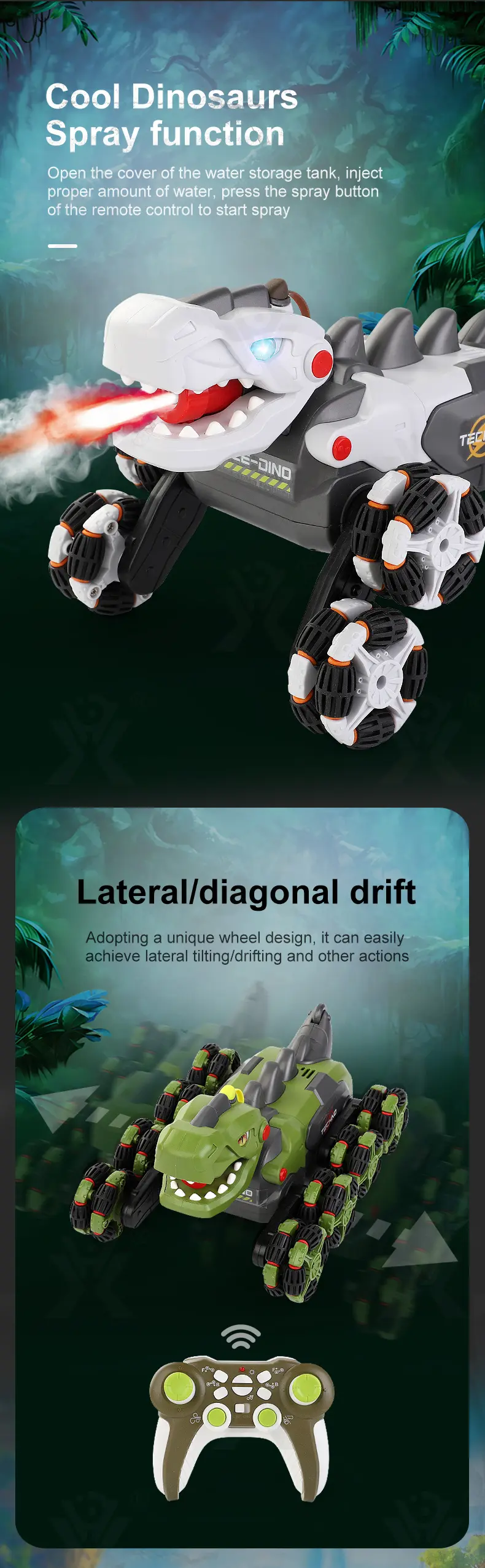Stunt Dinosaur Car, Transformable Dinosaur Car (TB-4427608) — illustrated product details, panel 3