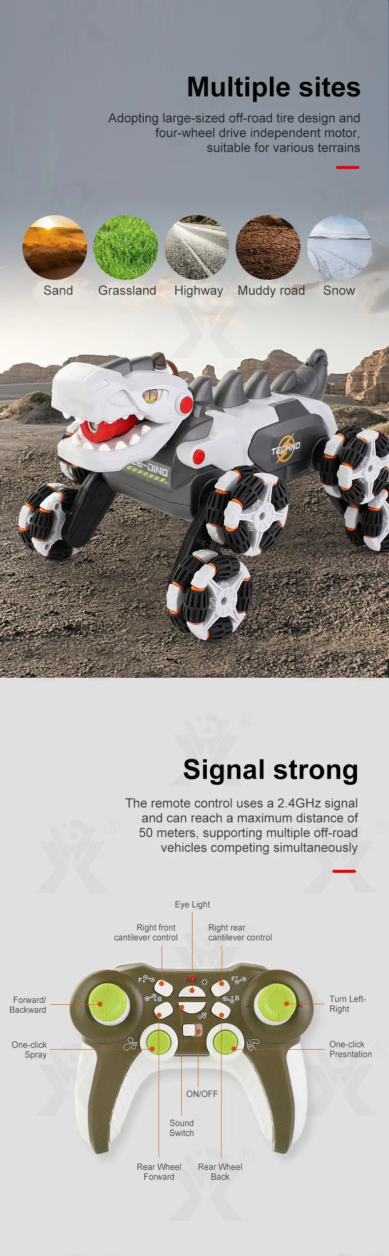 Stunt Dinosaur Car, Transformable Dinosaur Car (TB-4427608) — illustrated product details, panel 7